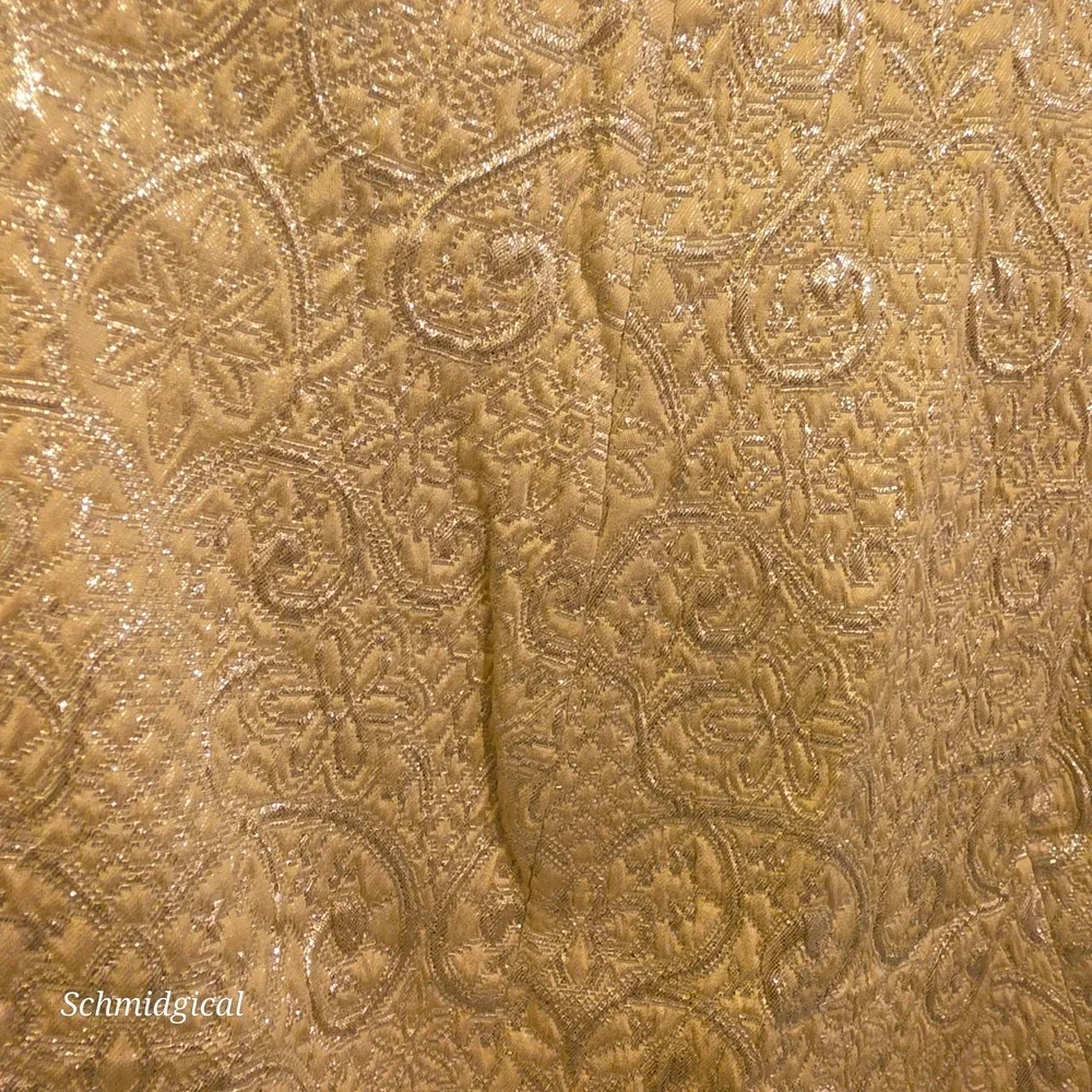 Tory Burch Gold Metallic Jacquard Sleeveless Tiered Top Size 4 Damask Shimmer